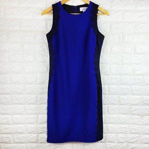 Belle Badgley Mischka Blue Lace Trim Sheath Dress
